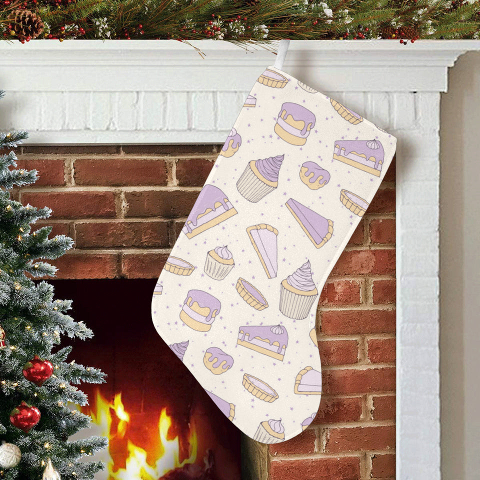 Cakes pies tarts muffins and eclairs purple bluebe Christmas Stocking