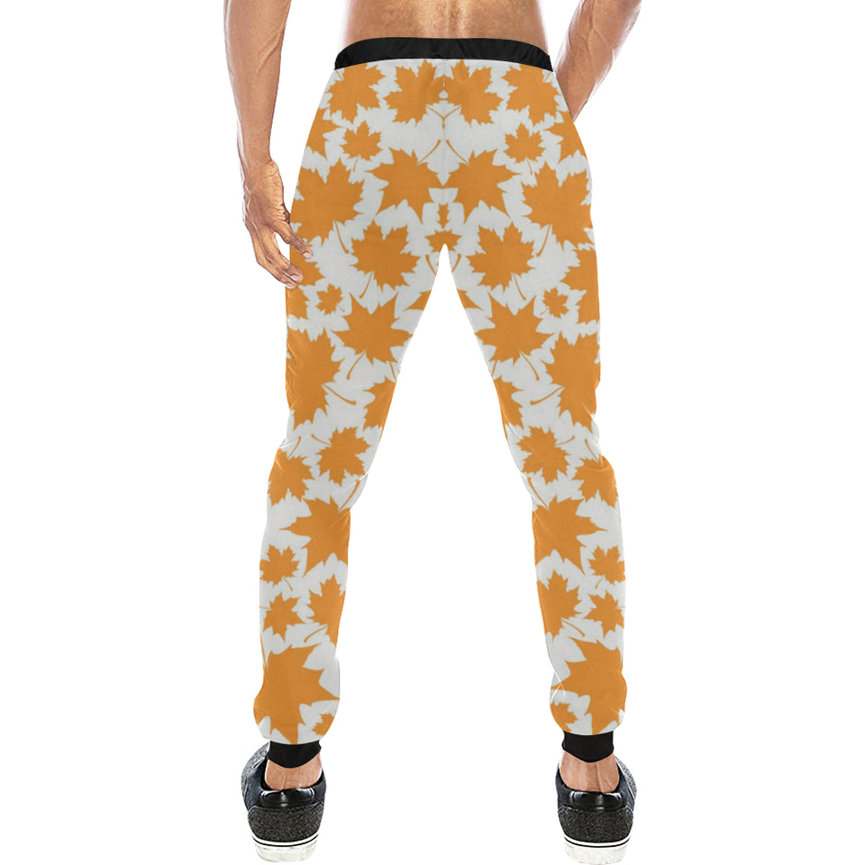 Orange Maple Leaf pattern Unisex Casual Sweatpants