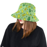 Avocado pattern green background Unisex Bucket Hat
