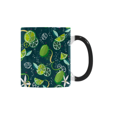 Lime ice flower pattern Morphing Mug Heat Changing Mug