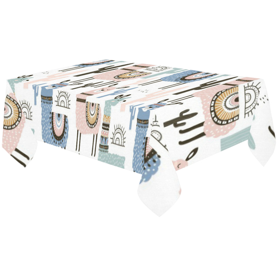 lama Alpaca cactus hand drawn pattern Tablecloth