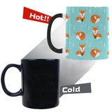 Fox pattern blue b ackground Morphing Mug Heat Changing Mug