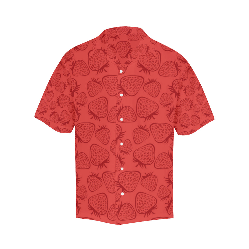 strawberry pattern red background Men's All Over Print Hawaiian Shirt