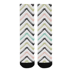 zigzag  chevron paint pattern Crew Socks