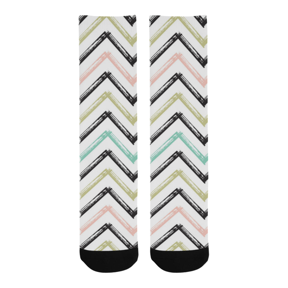 zigzag  chevron paint pattern Crew Socks