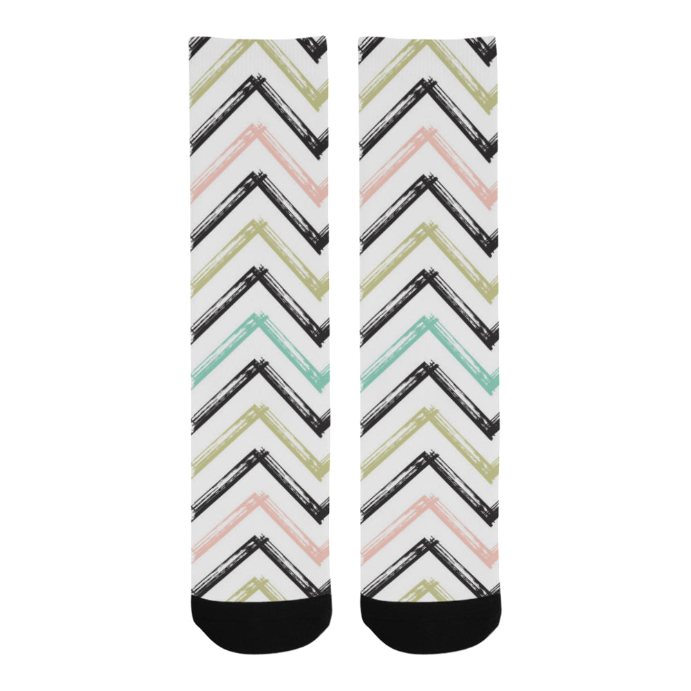 zigzag  chevron paint pattern Crew Socks