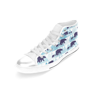 polar bear winter snow pattern Women's High Top Canvas Shoes White