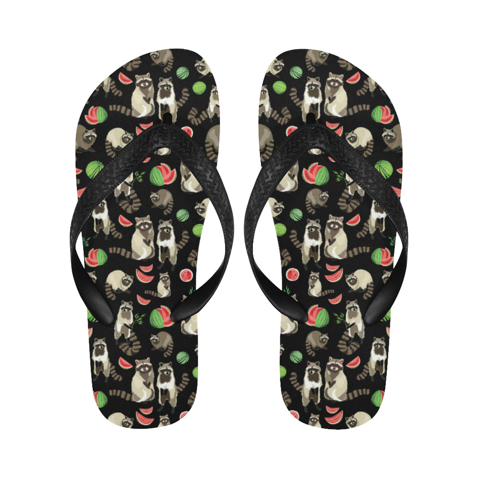 Raccoon watermelon pattern Unisex Flip Flops