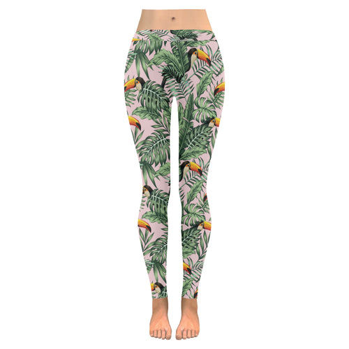 Toucan tropical green jungle palm pattern Women's Legging Fulfilled In US