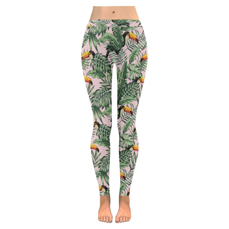 Toucan tropical green jungle palm pattern Women's Legging Fulfilled In US