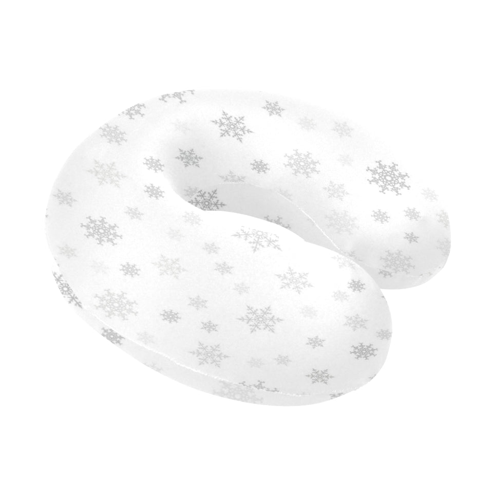 Snowflake pattern white background U-Shaped Travel Neck Pillow