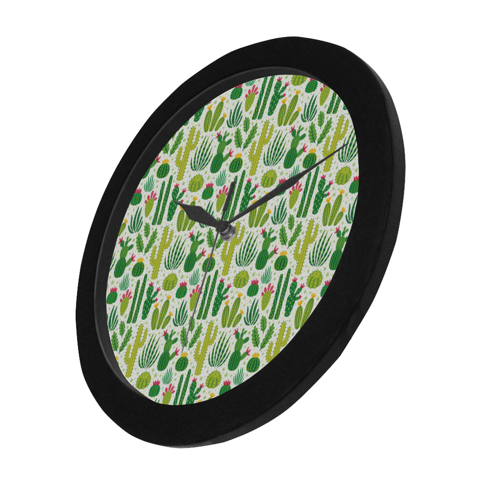 Cactus pattern copy Elegant Black Wall Clock