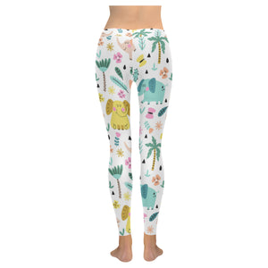 Cute elephants palm tree flower butterfly pattern Women's Legging Fulfilled In US