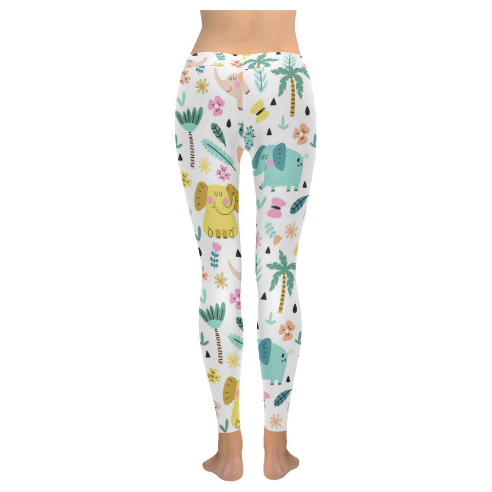 Cute elephants palm tree flower butterfly pattern Women's Legging Fulfilled In US