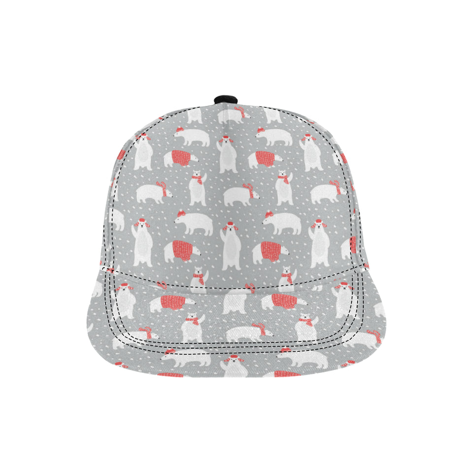 Cute polar bear christmas snow pattern All Over Print Snapback Cap