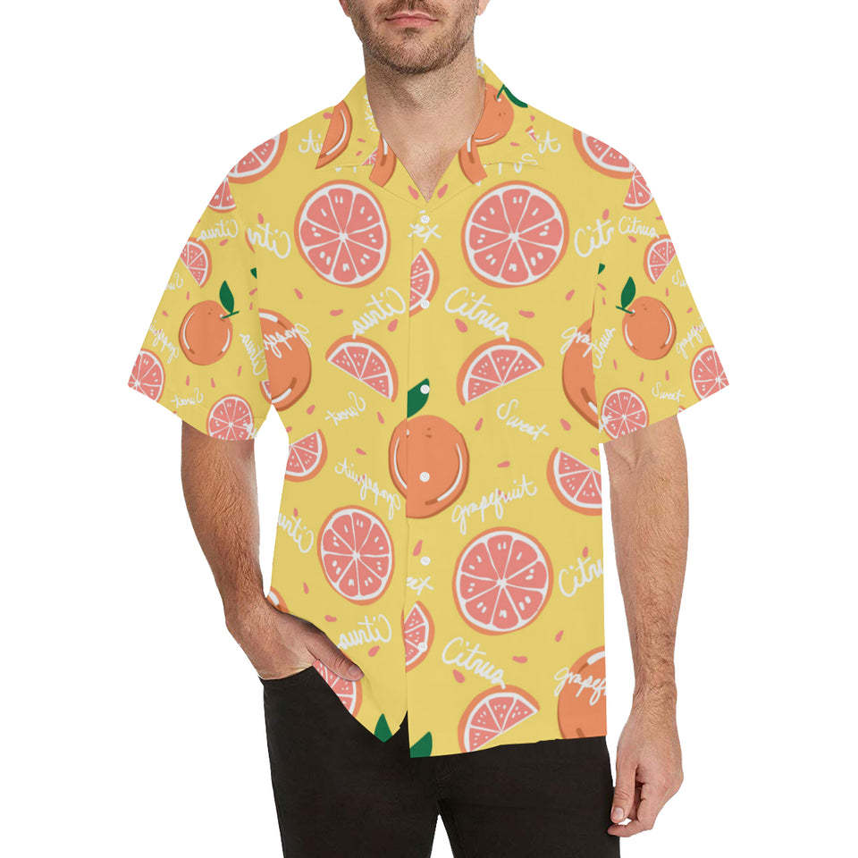 Grapefruit yellow background Men's All Over Print Hawaiian Shirt