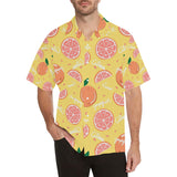 Grapefruit yellow background Men's All Over Print Hawaiian Shirt