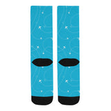 Airplane destinations blue background Crew Socks