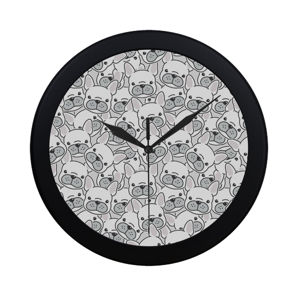 Cute french bulldog head pattern Elegant Black Wall Clock
