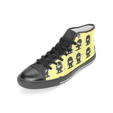 Cute ninja yellow background Women's High Top Canvas Shoes Black