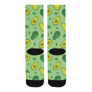 Avocado pattern green background Crew Socks