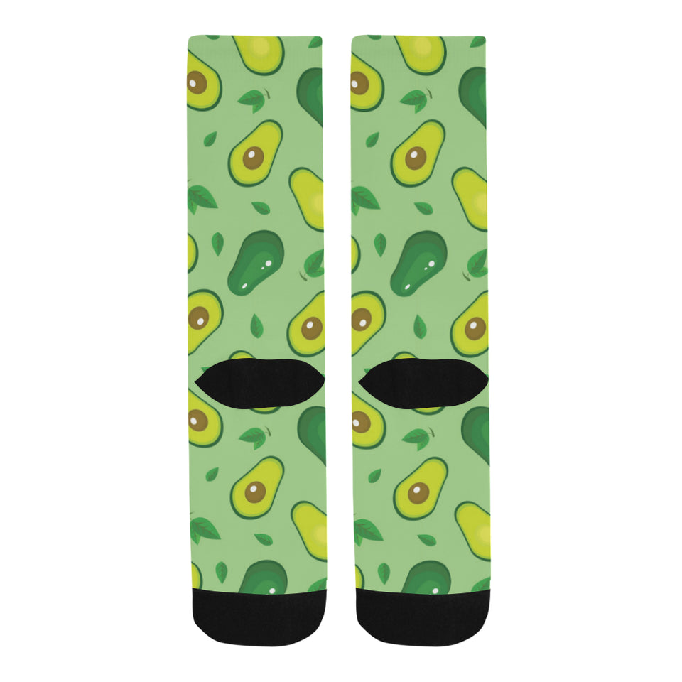 Avocado pattern green background Crew Socks