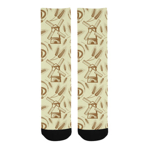 Windmill Wheat pattern Crew Socks