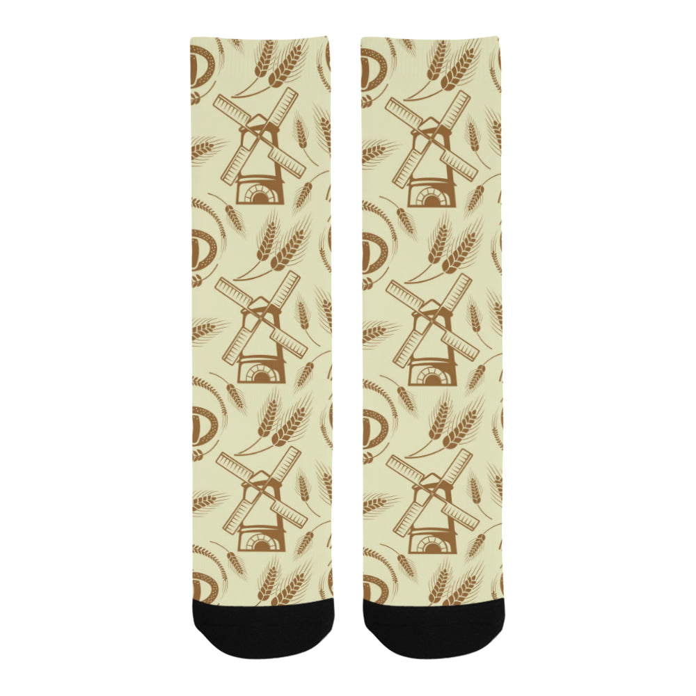 Windmill Wheat pattern Crew Socks