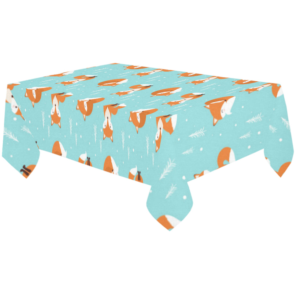Fox pattern blue b ackground Tablecloth