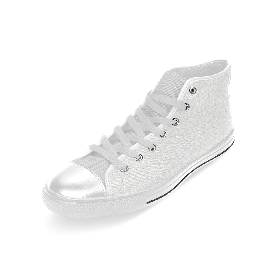 arabic white pattern Men's High Top Canvas Shoes White