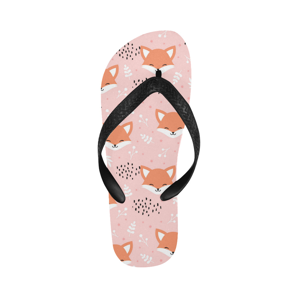 Cute fox pattern pink background Unisex Flip Flops