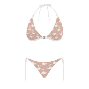 Swan flower light pink background Sexy Bikinis Two-Piece Swimsuits