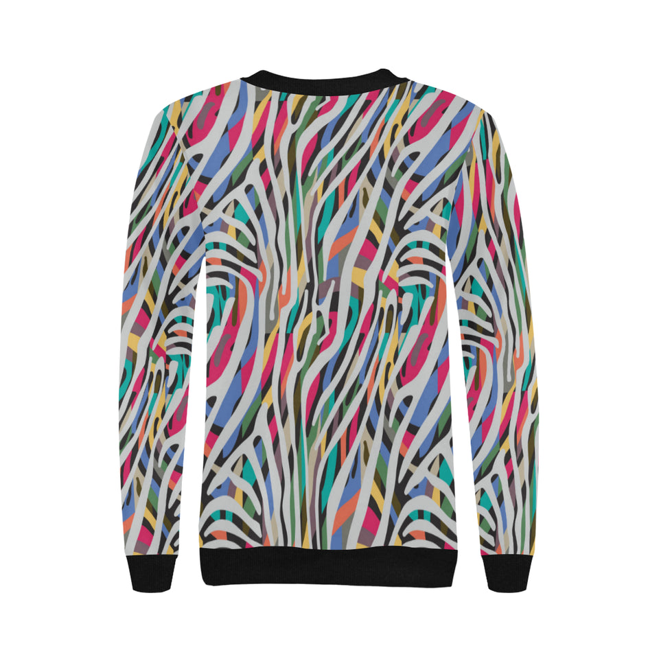 Colorful zebra skin pattern Women's Crew Neck Sweatshirt