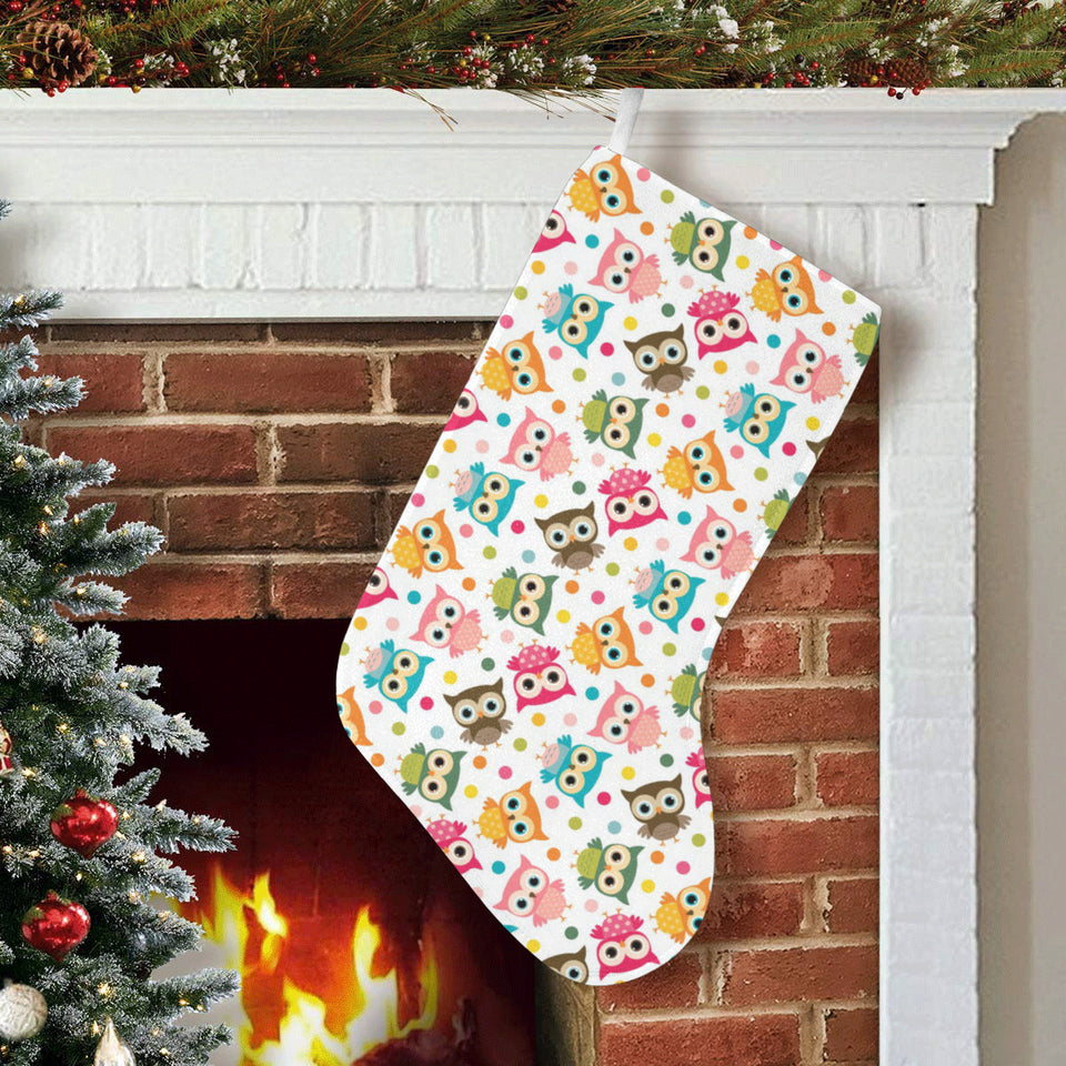 Color cute owl pattern Christmas Stocking