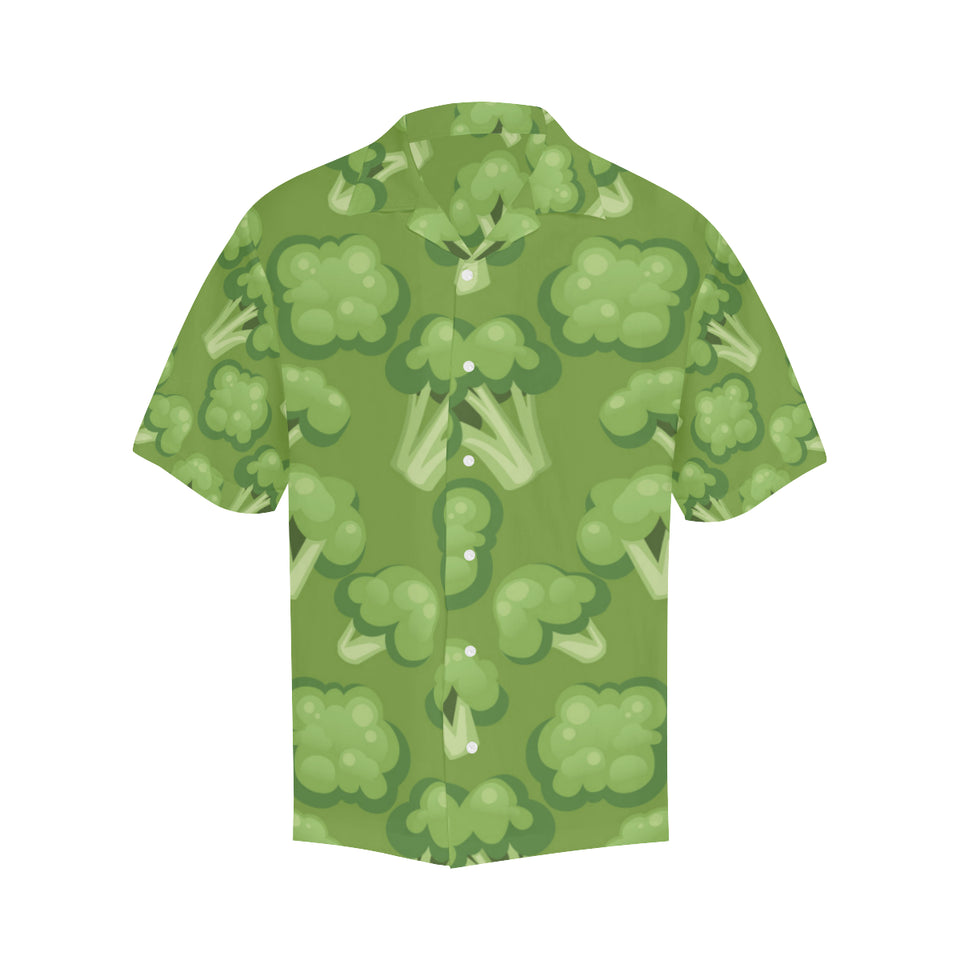 Broccoli pattern green background Men's All Over Print Hawaiian Shirt