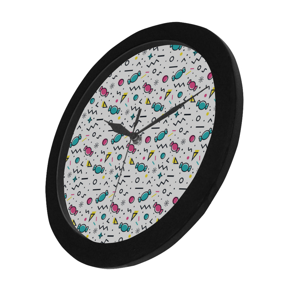 Candy design pattern Elegant Black Wall Clock