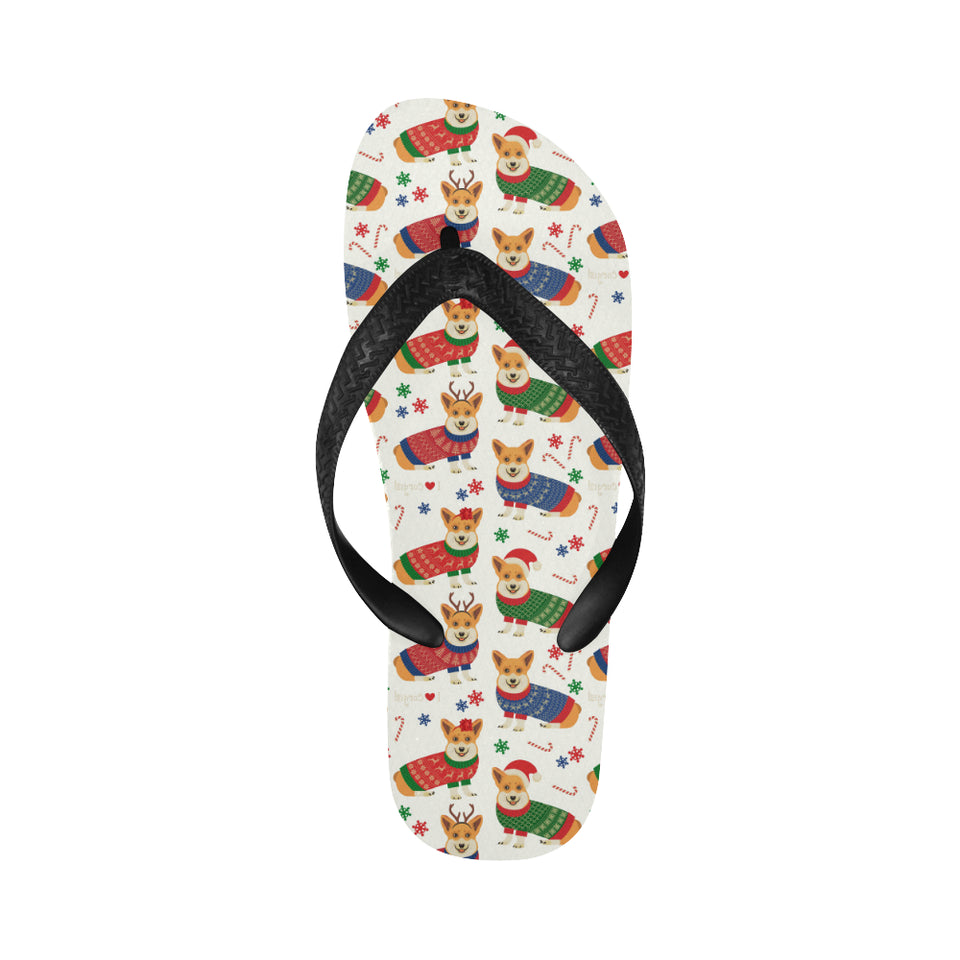 Corgi Christmas Pattern Unisex Flip Flops