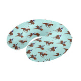 Horses running horses rider pattern U-Shaped Travel Neck Pillow