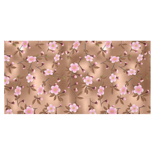 Pink sakura cherry blossom drak brown background Tablecloth