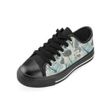 Dragonfly Butterfly Plants insect flower vintage s Men's Low Top Canvas Shoes Black