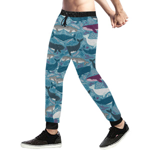 Whale design pattern Unisex Casual Sweatpants