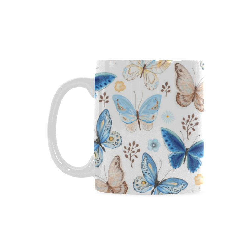 blue butterfly pattern Classical White Mug (Fulfilled In US)