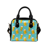 Beer pattern green background Shoulder Handbag