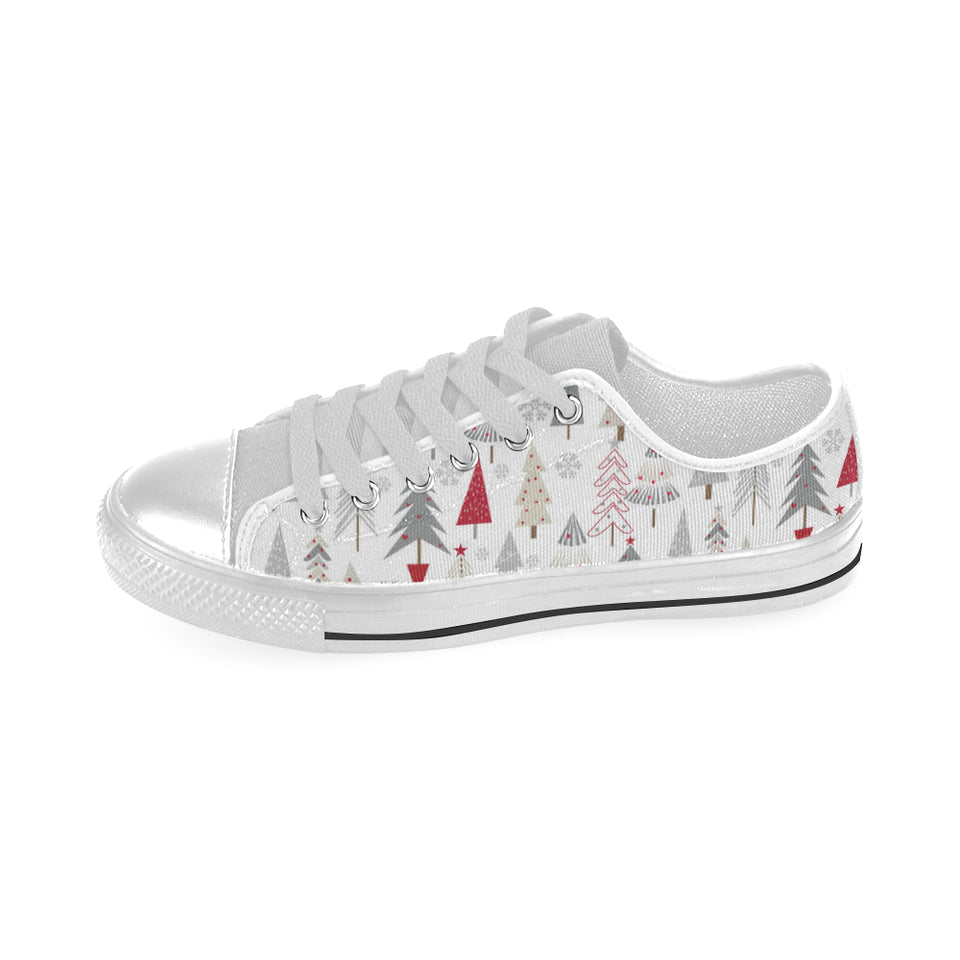 Cute Christmas tree pattern Men's Low Top Shoes White