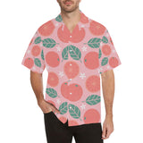 Grapefruit leaves flower pink background Men's All Over Print Hawaiian Shirt