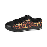 Fire flame dark pattern Men's Low Top Canvas Shoes Black