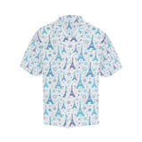 Blue Eiffel Tower Theme Pattern Print Design 01 Men's All Over Print Hawaiian Shirt (Model T58)