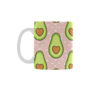 Avocado heart pink background Classical White Mug (Fulfilled In US)