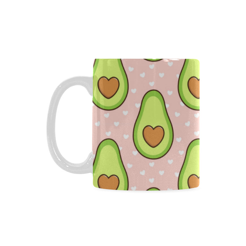 Avocado heart pink background Classical White Mug (Fulfilled In US)