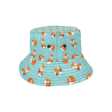 Fox pattern blue b ackground Unisex Bucket Hat